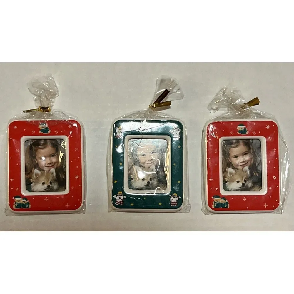 Christmas Angels & Bears Mini Magnetic‎ Ceramic Picture / Photo Frame - 3 Set